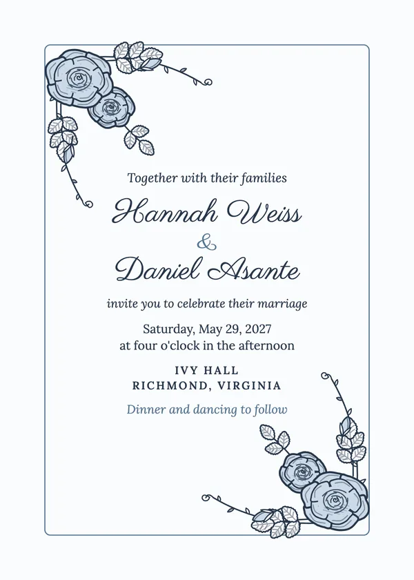 Rose Corners — Garden Rose & Peony wedding invitation