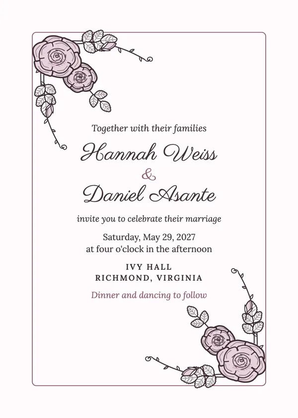 Rose Corners — Garden Rose & Peony wedding invitation