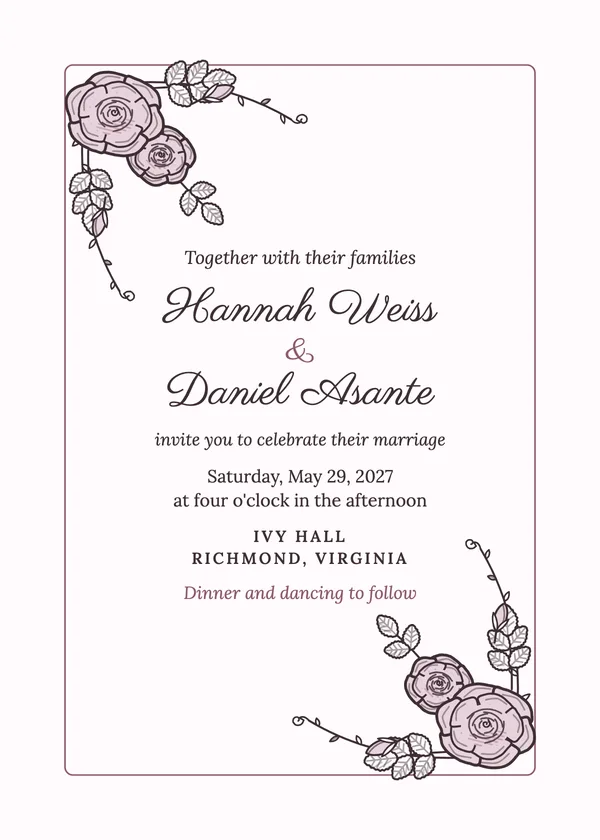 Rose Corners — Garden Rose & Peony wedding invitation
