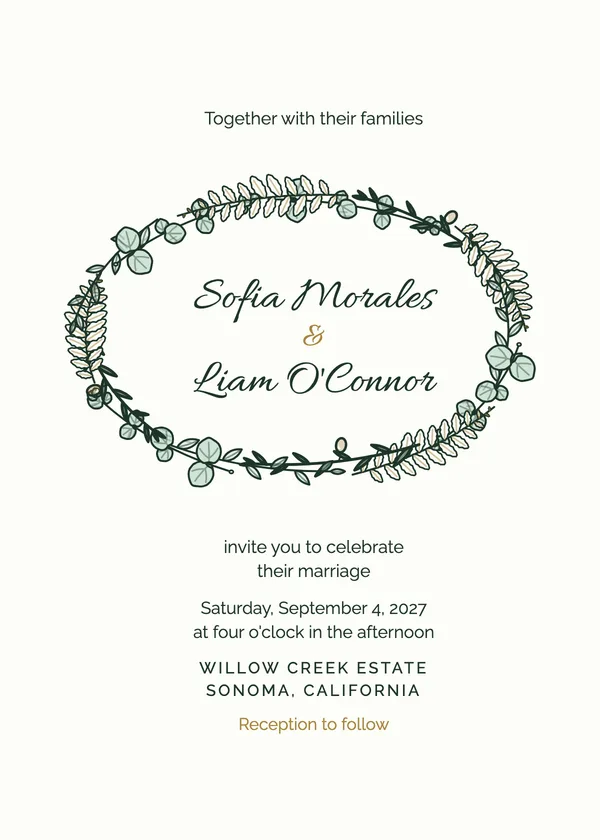 Greenery Wreath — Eucalyptus & Greenery wedding invitation