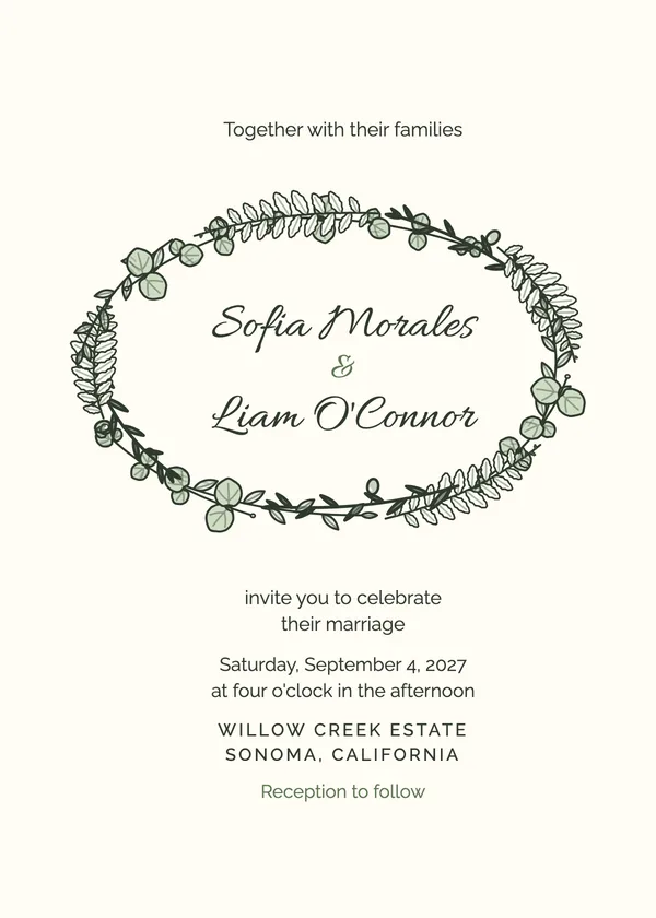 Greenery Wreath — Eucalyptus & Greenery wedding invitation