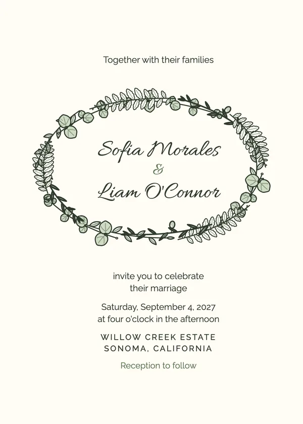 Greenery Wreath — Eucalyptus & Greenery wedding invitation