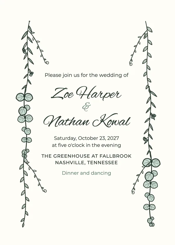 Trailing Greenery — Eucalyptus & Greenery wedding invitation