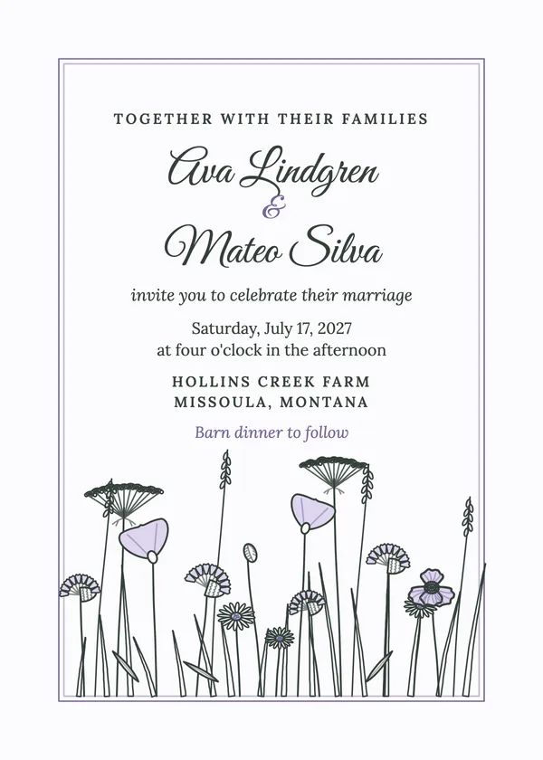 Wildflower Meadow — Wildflower wedding invitation