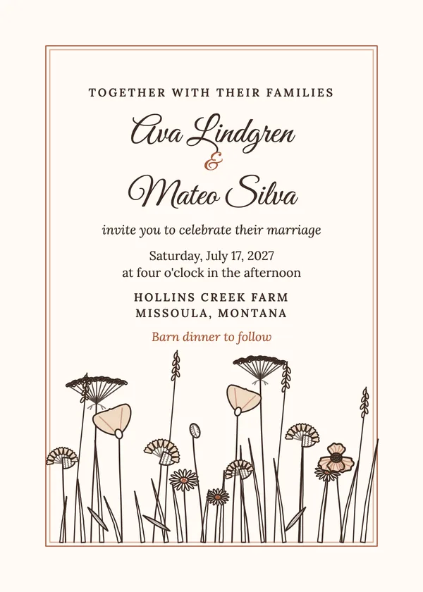 Wildflower Meadow — Wildflower wedding invitation