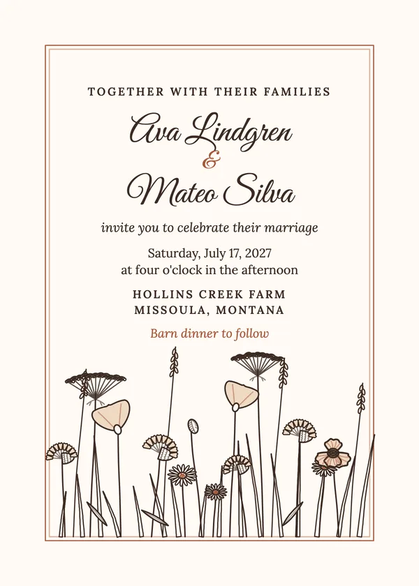 Wildflower Meadow — Wildflower wedding invitation