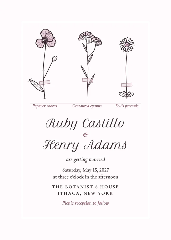 Pressed Flowers — Wildflower wedding invitation