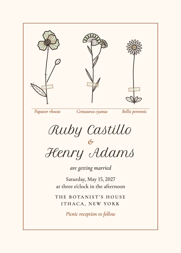 Pressed Flowers — Wildflower wedding invitation