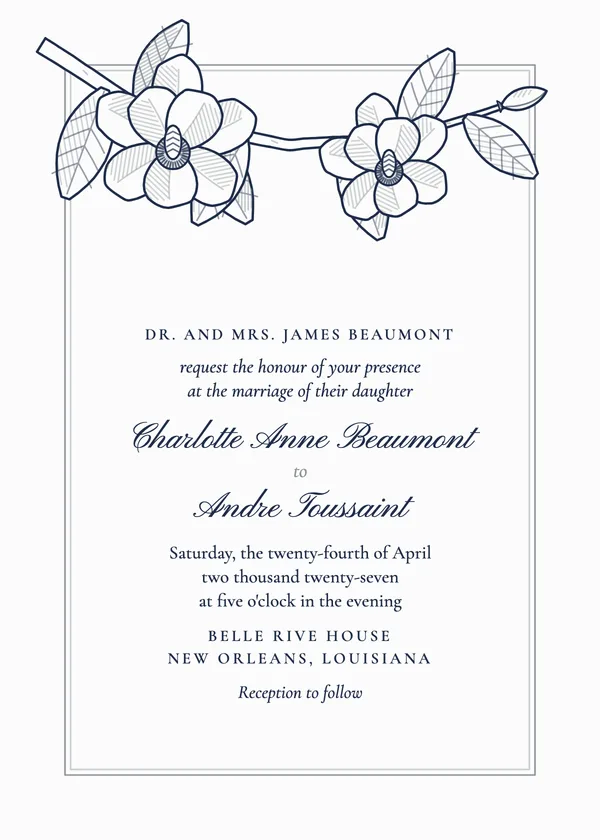 Magnolia — Magnolia wedding invitation