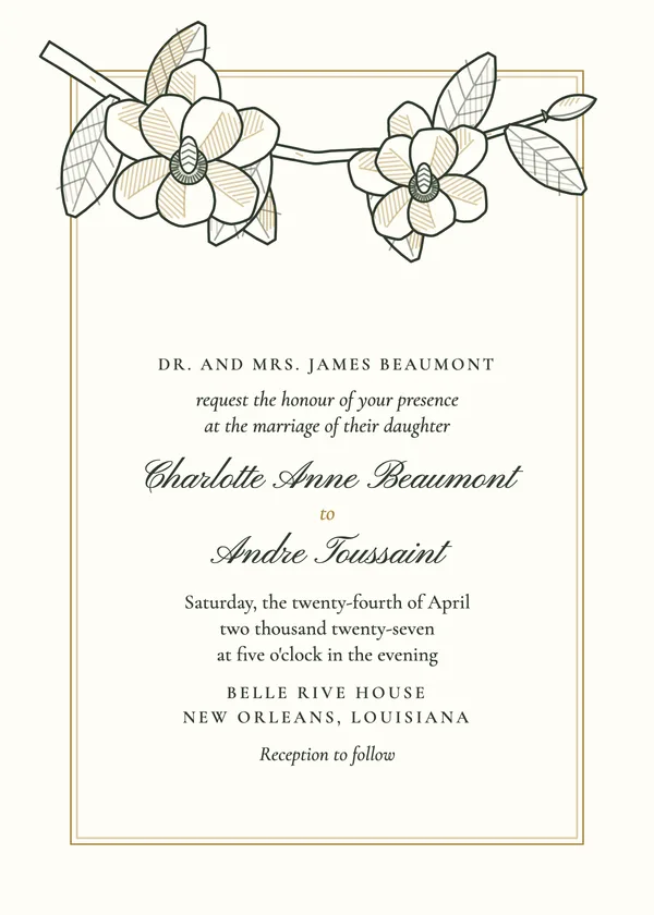 Magnolia — Magnolia wedding invitation