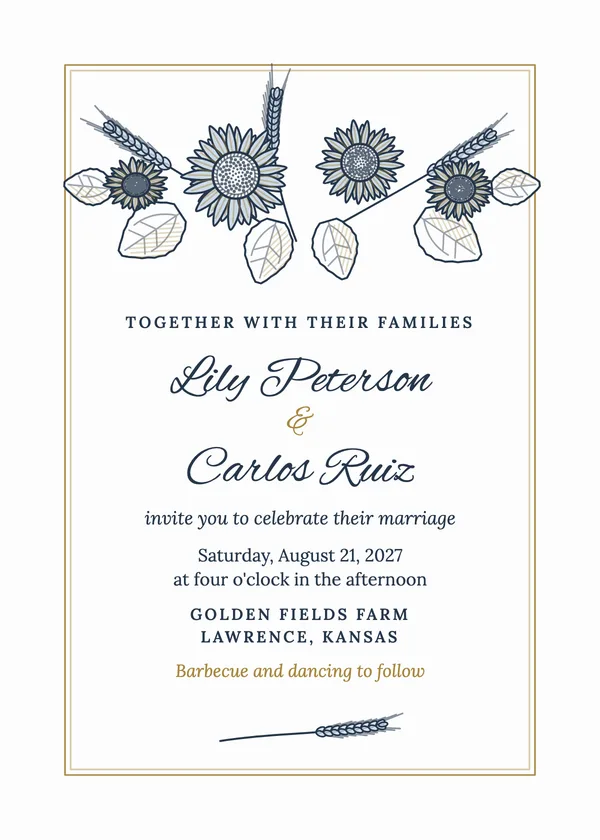 Sunflower — Sunflower wedding invitation