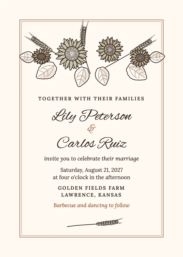 Sunflower — Sunflower wedding invitation