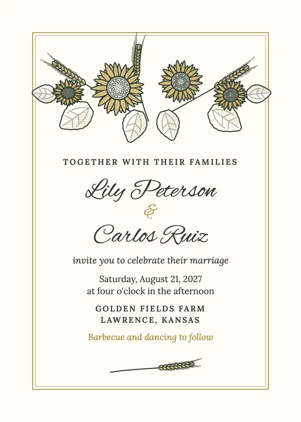 Sunflower — Sunflower wedding invitation