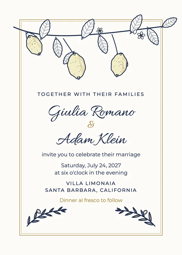 Olive & Citrus — Olive & Citrus wedding invitation