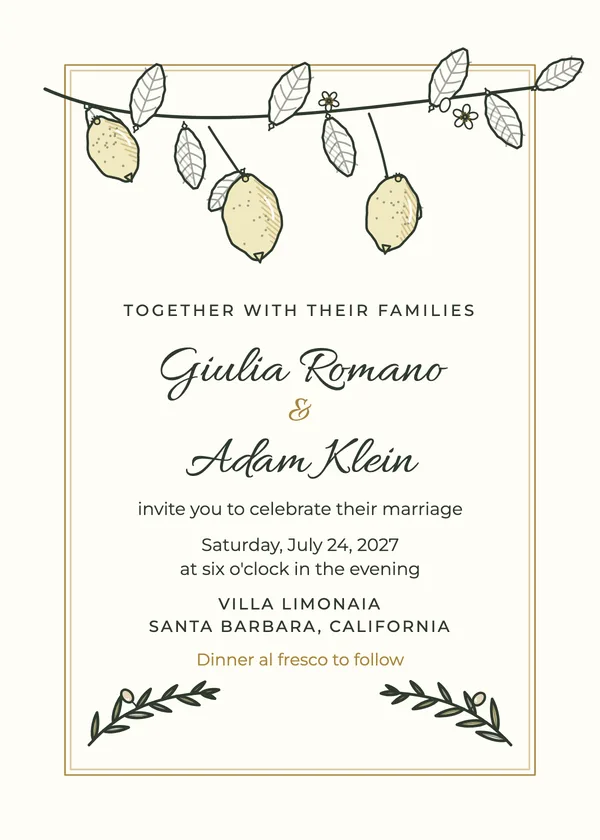 Olive & Citrus — Olive & Citrus wedding invitation