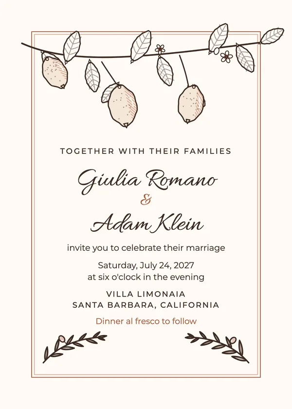 Olive & Citrus — Olive & Citrus wedding invitation