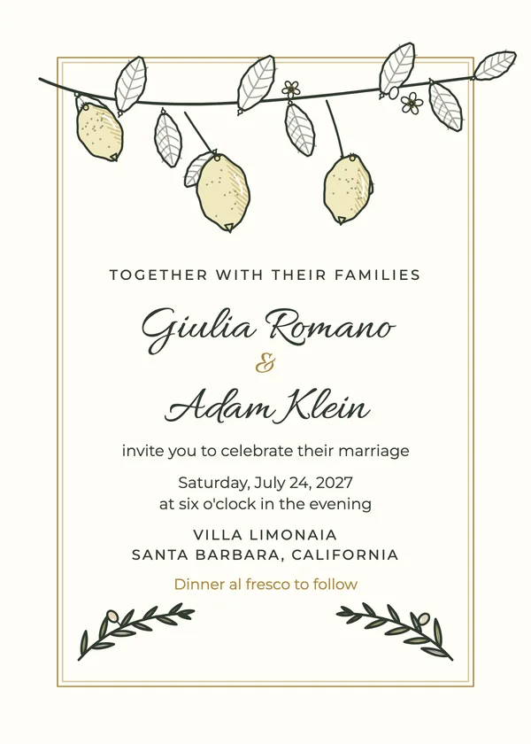 Olive & Citrus — Olive & Citrus wedding invitation