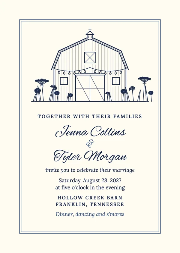 Barn Lights — Barn wedding invitation