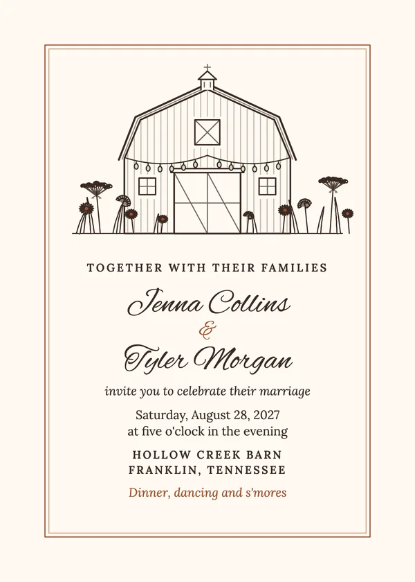 Barn Lights — Barn wedding invitation