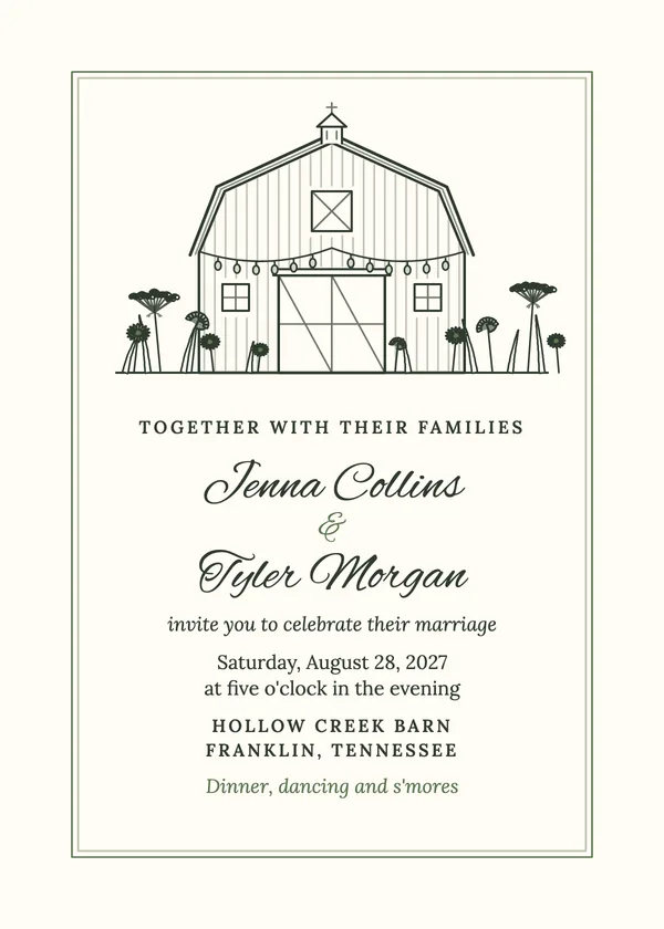 Barn Lights — Barn wedding invitation