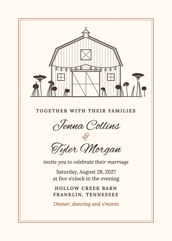 Barn Lights — Barn wedding invitation