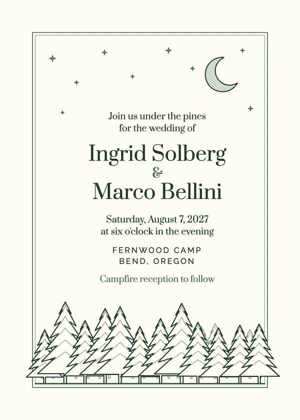 Forest Moon — Mountain & Forest wedding invitation