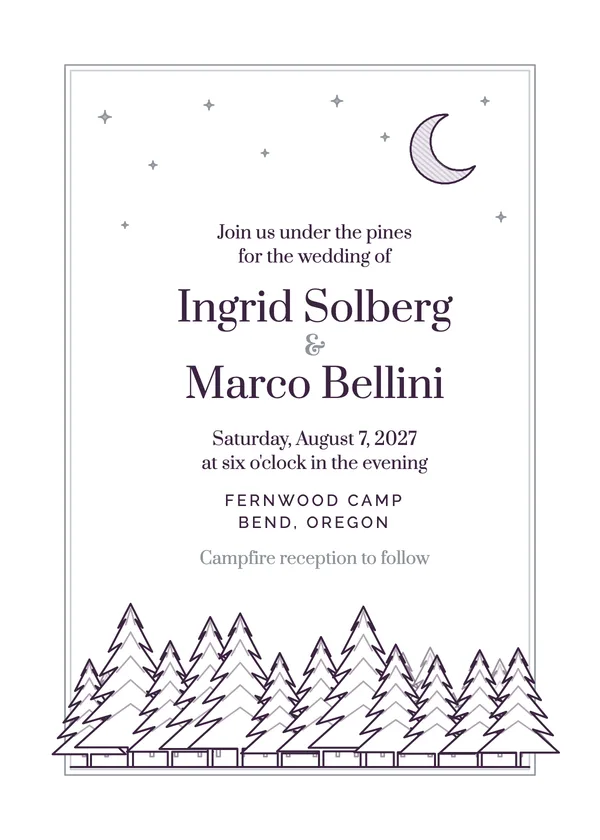 Forest Moon — Mountain & Forest wedding invitation