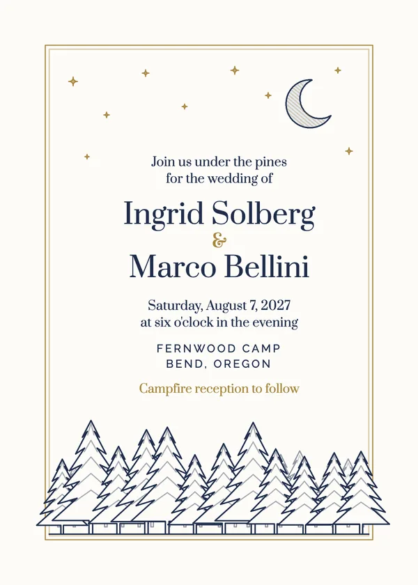 Forest Moon — Mountain & Forest wedding invitation