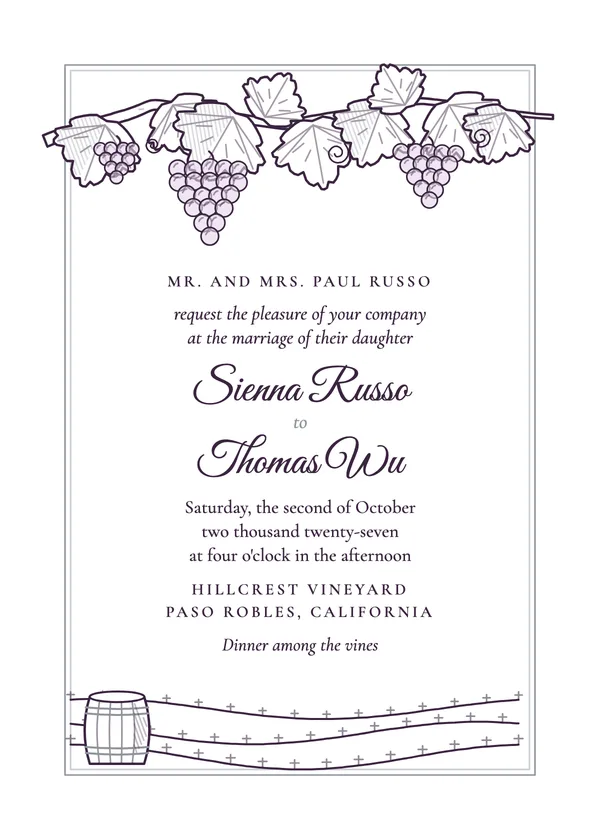 Vineyard — Vineyard wedding invitation