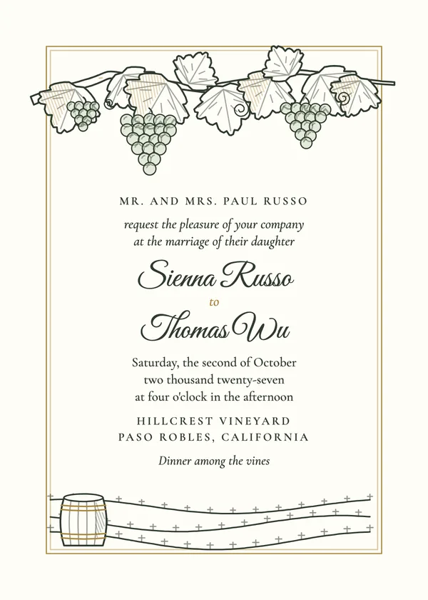 Vineyard — Vineyard wedding invitation
