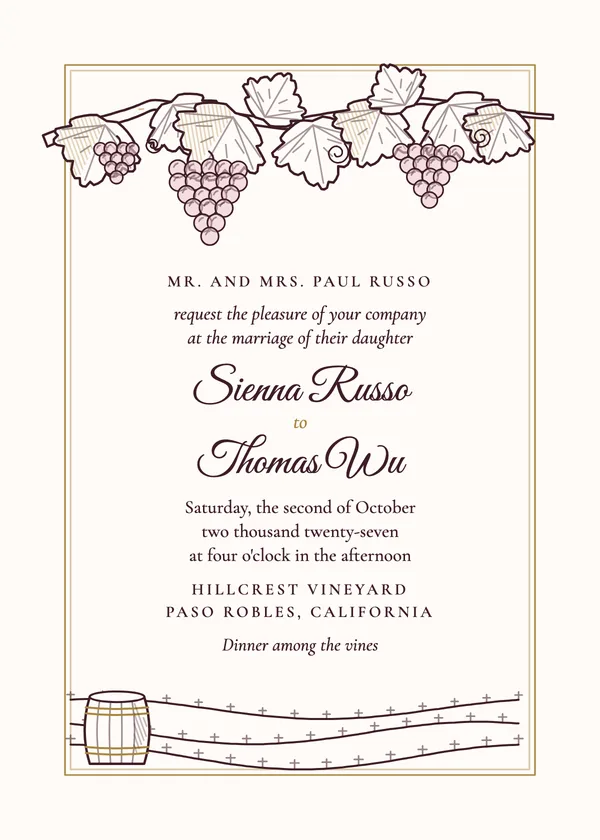 Vineyard — Vineyard wedding invitation