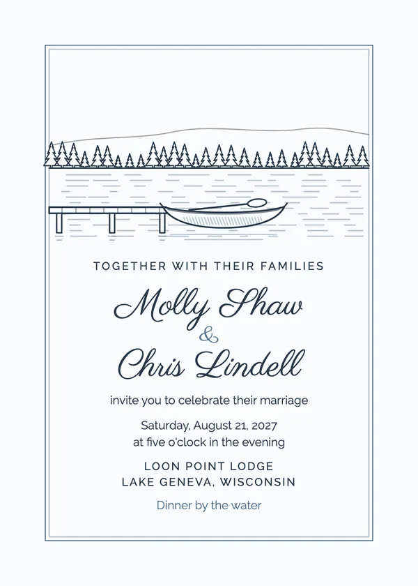 Lake Canoe — Lake wedding invitation