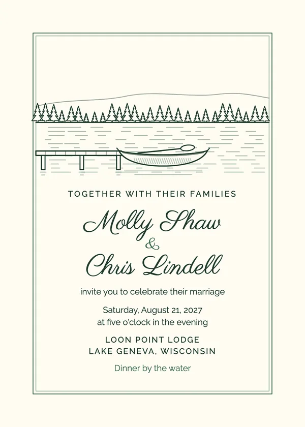 Lake Canoe — Lake wedding invitation