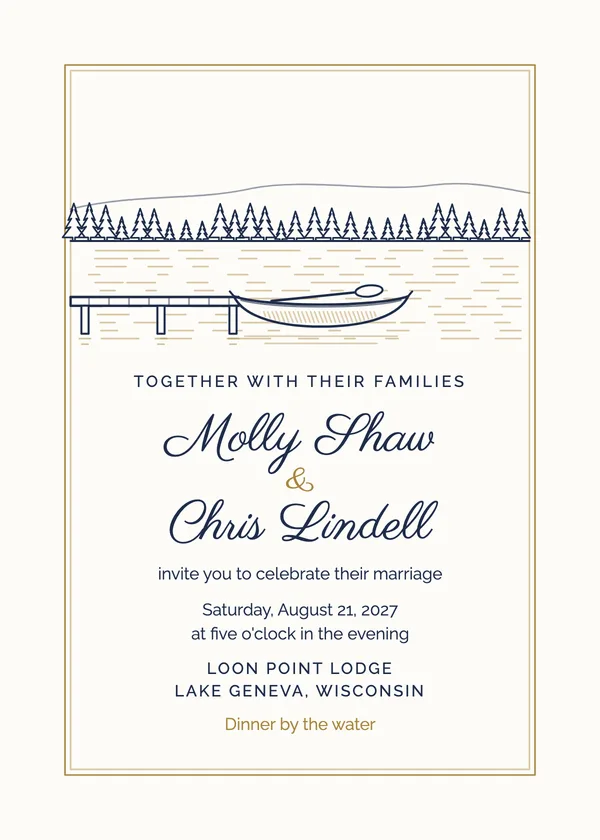 Lake Canoe — Lake wedding invitation