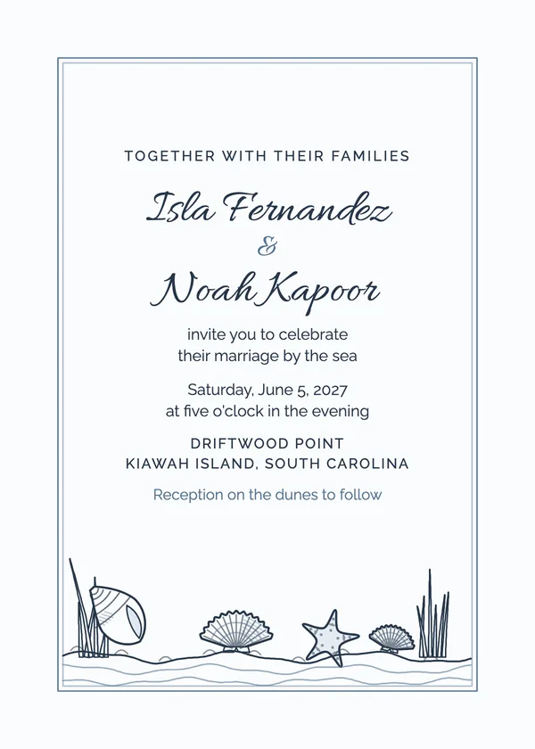 Seashells — Beach & Coastal wedding invitation