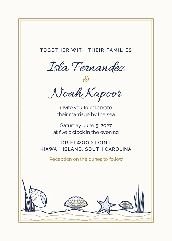 Seashells — Beach & Coastal wedding invitation