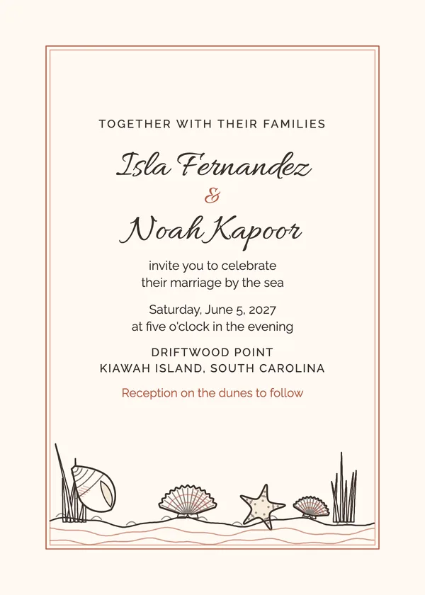 Seashells — Beach & Coastal wedding invitation