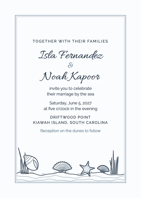Seashells — Beach & Coastal wedding invitation