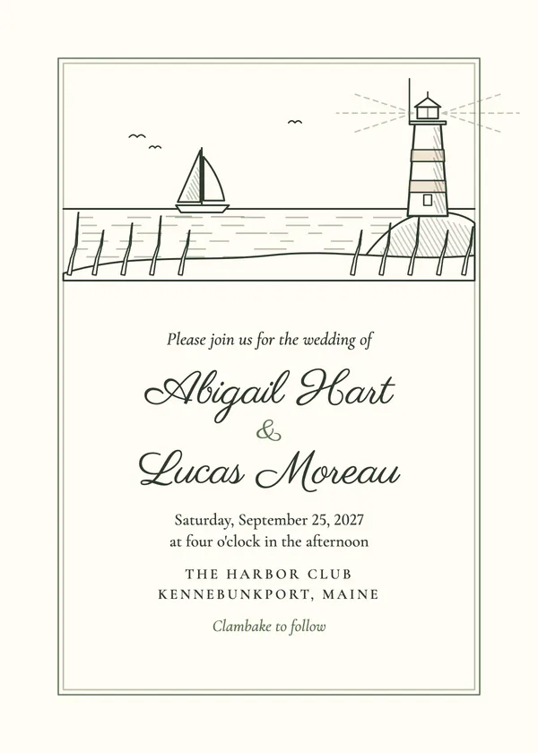 Sailboat Shore — Beach & Coastal wedding invitation