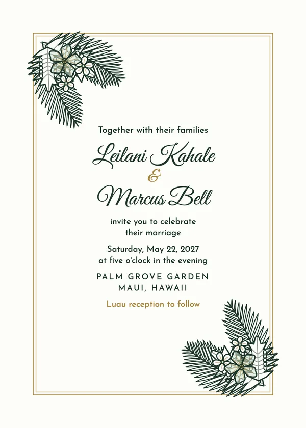 Tropical Leaves — Tropical wedding invitation