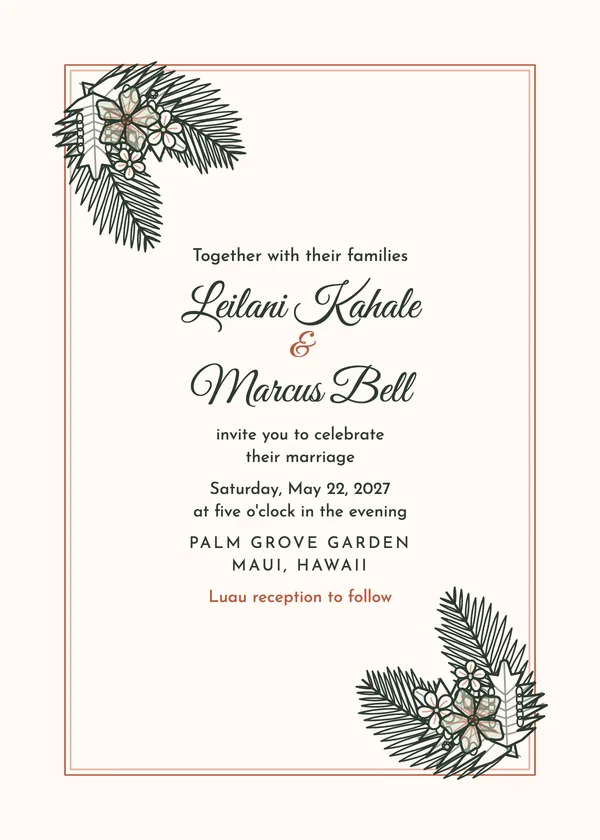 Tropical Leaves — Tropical wedding invitation