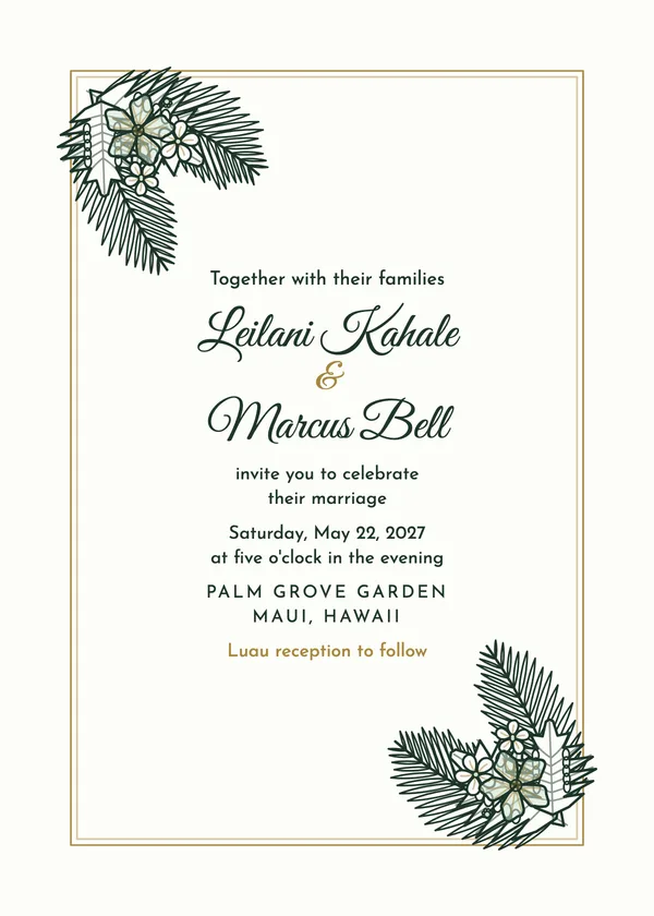 Tropical Leaves — Tropical wedding invitation