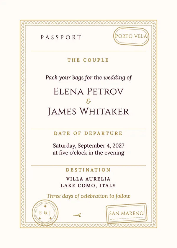 Passport — Passport wedding invitation