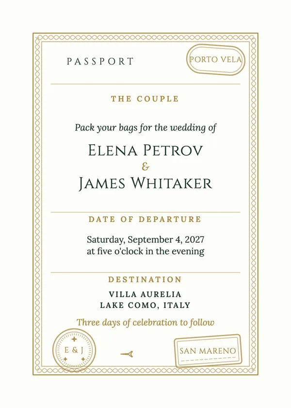 Passport — Passport wedding invitation