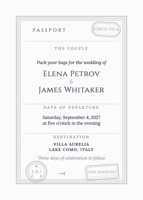 Passport — Passport wedding invitation