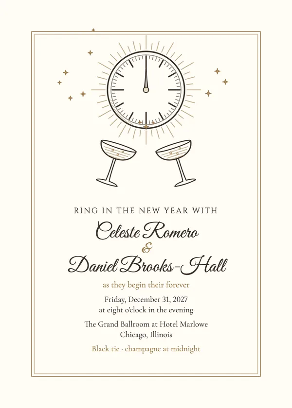 New Year's Eve — Winter & New Year's Eve wedding invitation