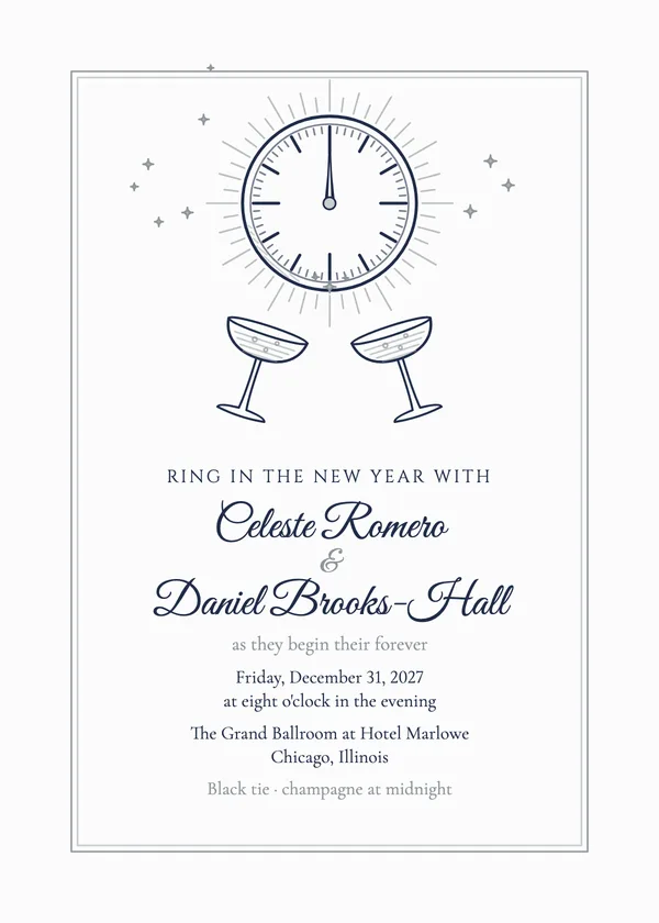 New Year's Eve — Winter & New Year's Eve wedding invitation