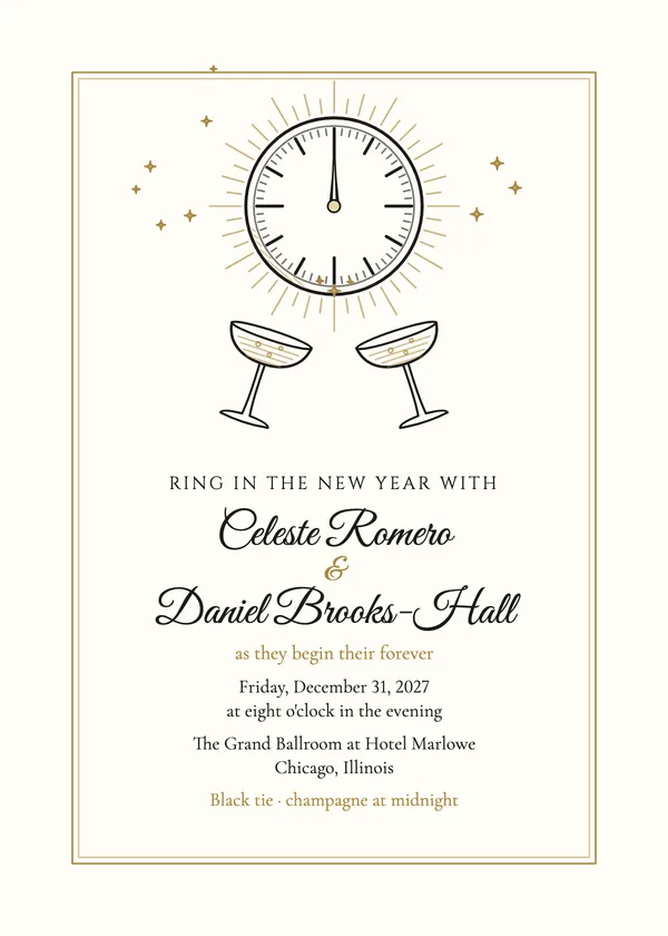 New Year's Eve — Winter & New Year's Eve wedding invitation