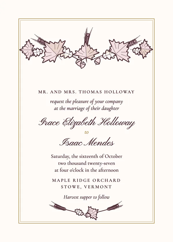 Autumn Leaves — Fall wedding invitation