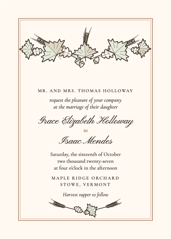 Autumn Leaves — seasons wedding invitation